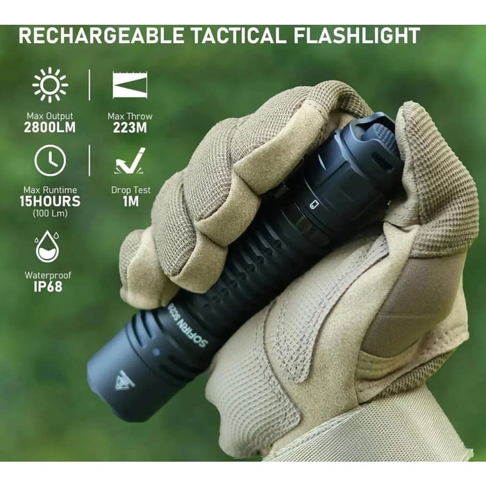 Powerful 2800lm Rechargeable Flashlight For Camping