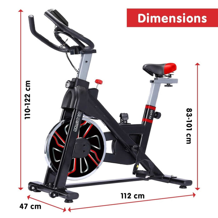 Powertrain Rx-600 Exercise Spin Bike Cardio Cycle - Red