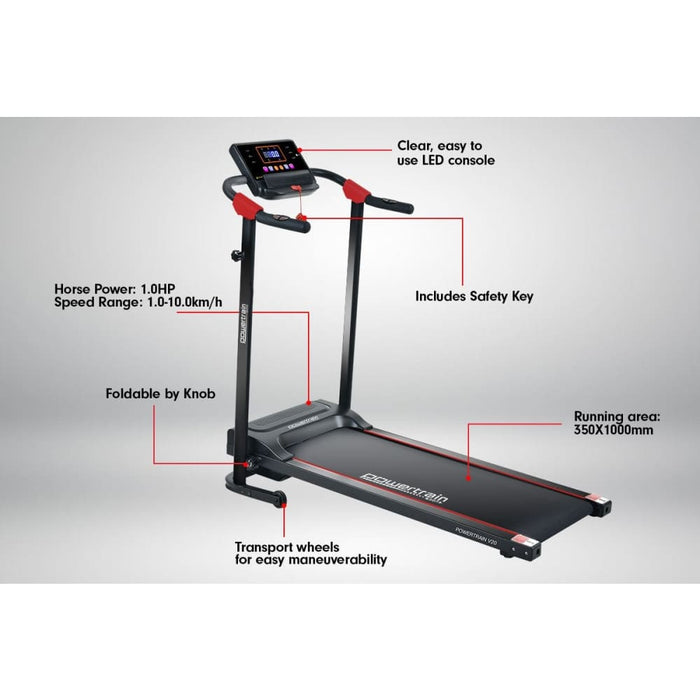 Powertrain V20 Foldable Treadmill Home Gym Cardio Walking
