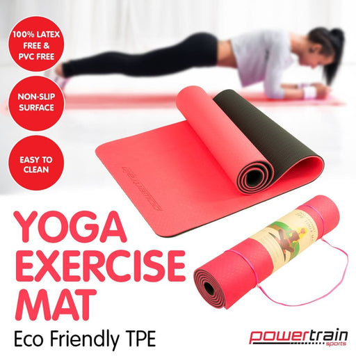 Powertrain Eco - friendly Tpe Pilates Exercise Yoga Mat 8mm