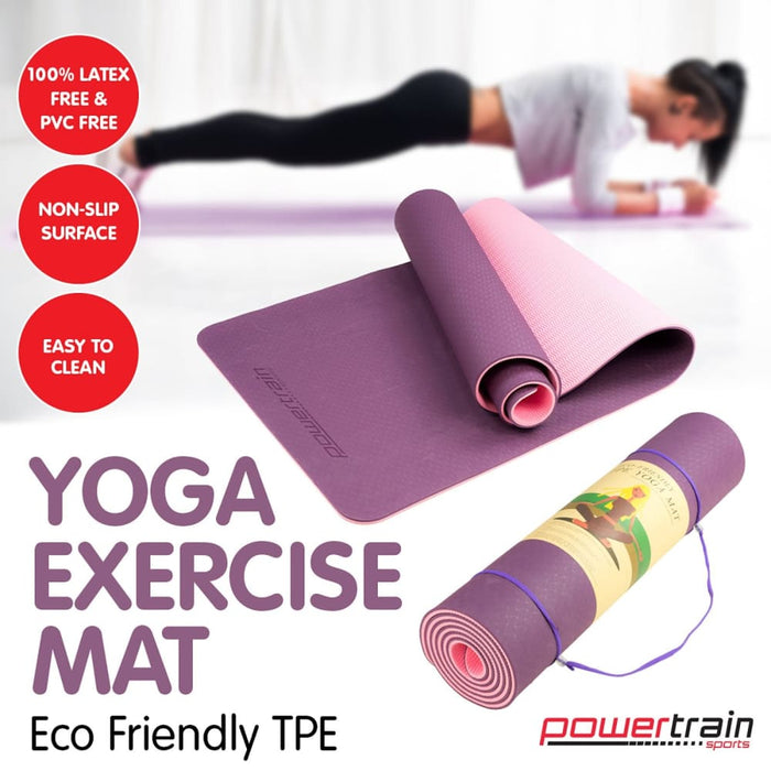 Powertrain Eco-friendly Tpe Pilates Exercise Yoga Mat 8mm