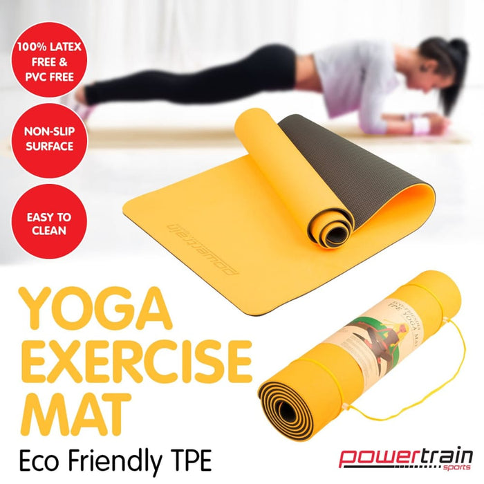 Powertrain Eco-friendly Tpe Pilates Exercise Yoga Mat 8mm