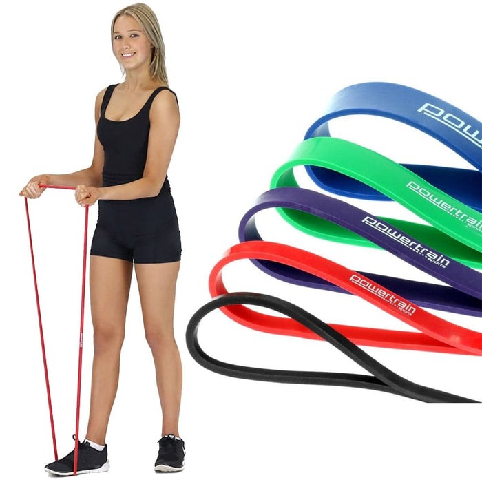 5x Powertrain Home Workout Resistance Bands Gym Exercise