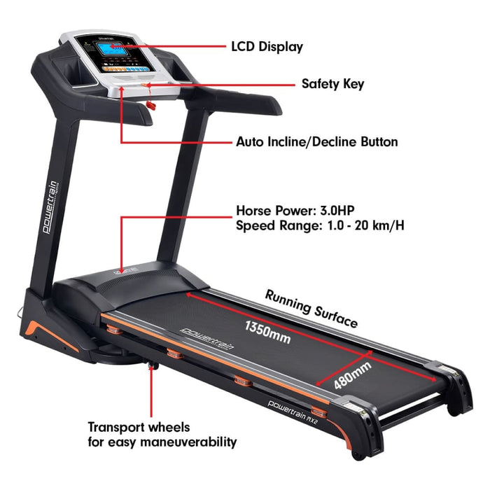 Powertrain Mx2 Foldable Home Treadmill Auto Incline Cardio