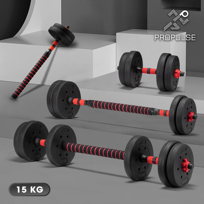 15Kg Adjustable Dumbbell Barbell Set Home Gym Weights Exercise
