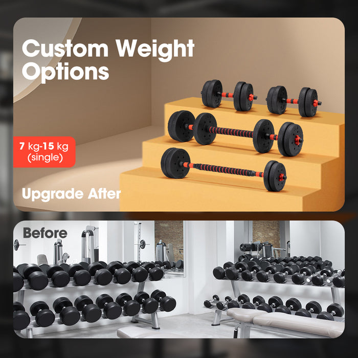 15Kg Adjustable Dumbbell Barbell Set Home Gym Weights Exercise