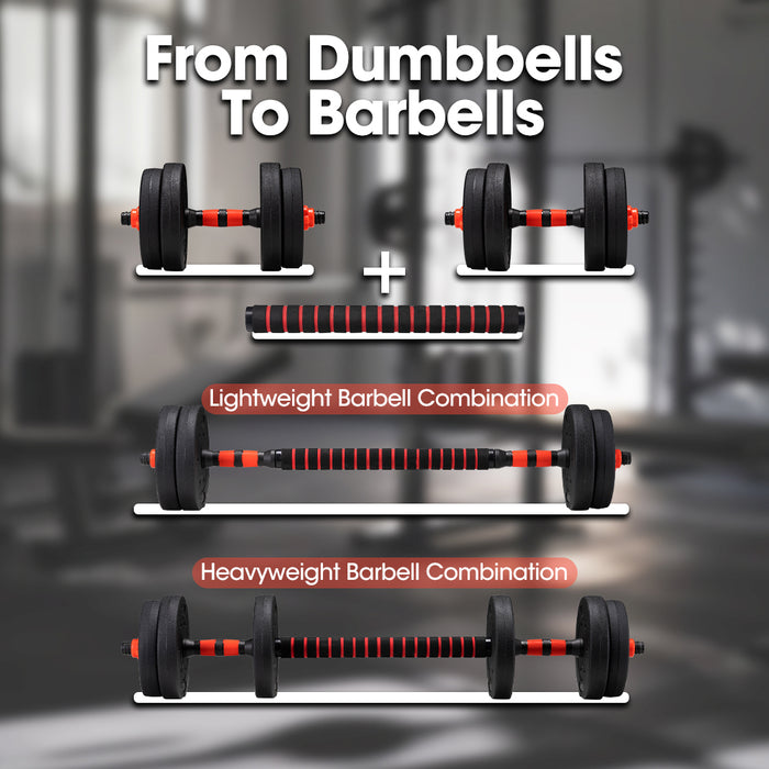 15Kg Adjustable Dumbbell Barbell Set Home Gym Weights Exercise