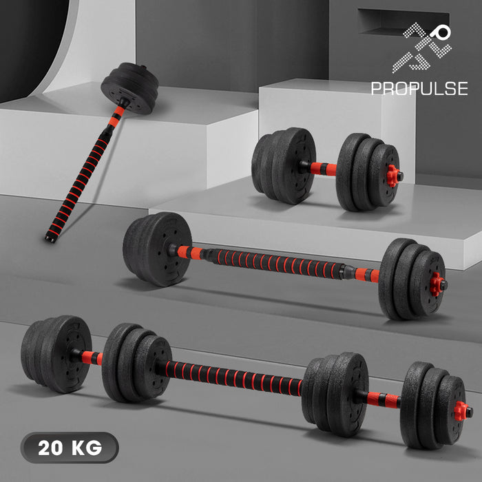20Kg Adjustable Dumbbell Barbell Set Home Gym Weights Exercise