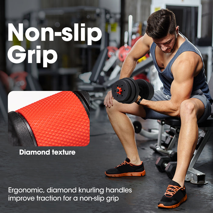 20Kg Adjustable Dumbbell Barbell Set Home Gym Weights Exercise