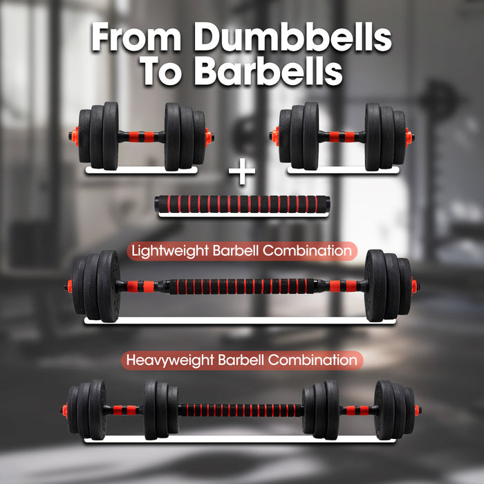20Kg Adjustable Dumbbell Barbell Set Home Gym Weights Exercise