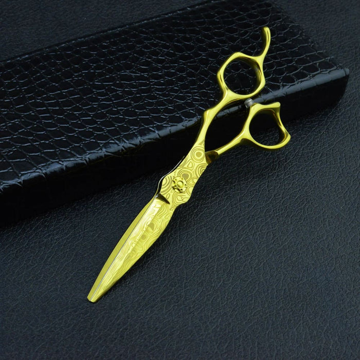 Print Design 6 Inch Golden Hairdressing Scissors Kit