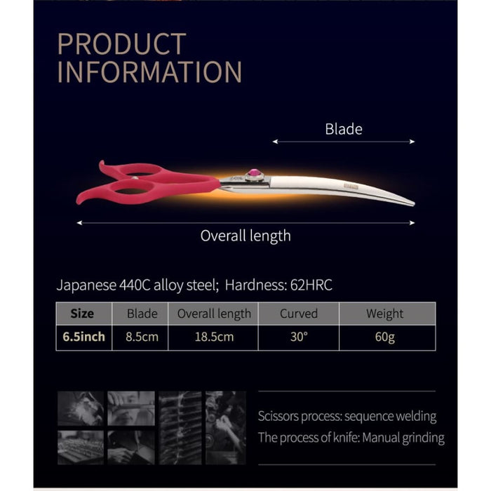 Professional 6.5 Inch Pet Curved Scissors in Dog Grooming