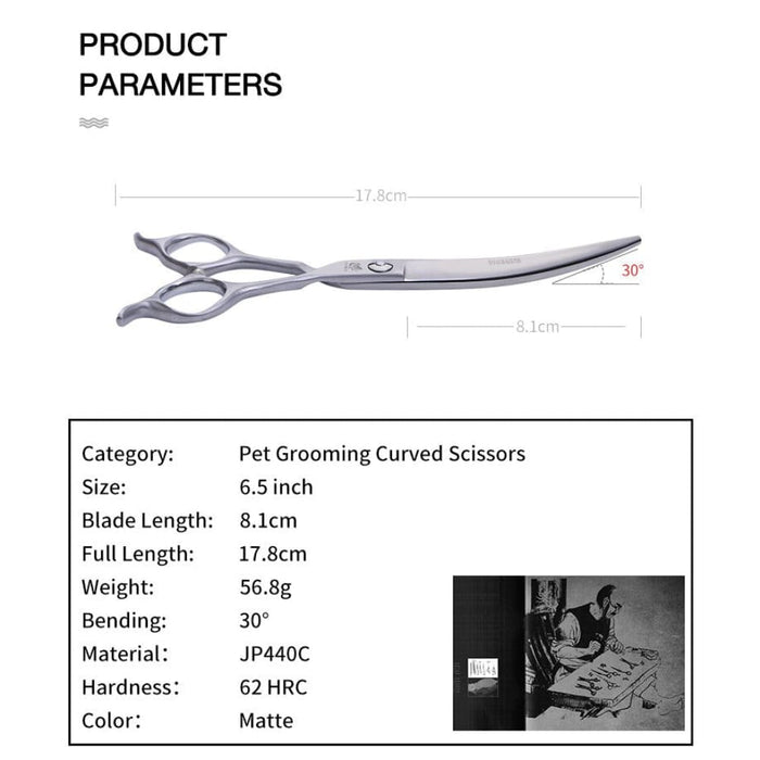 Professional 6.5 Inch Pet Curved Scissors Kits for Dog