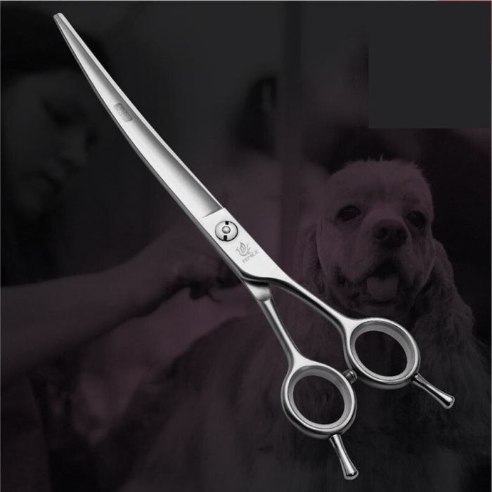 Professional 7 7.5 Inch Curved Dog Scissors Pet Trimming