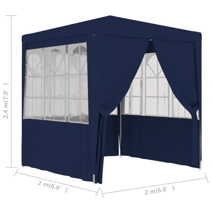 Professional Party Tent With Side Walls 2x2 m Blue 90 g M²