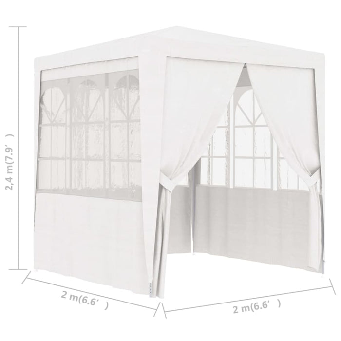 Professional Party Tent with Side Walls 2x2 m White 90 g M²