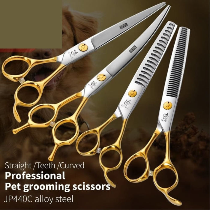 Professional Pet Scissors Straight & Thinning Curved