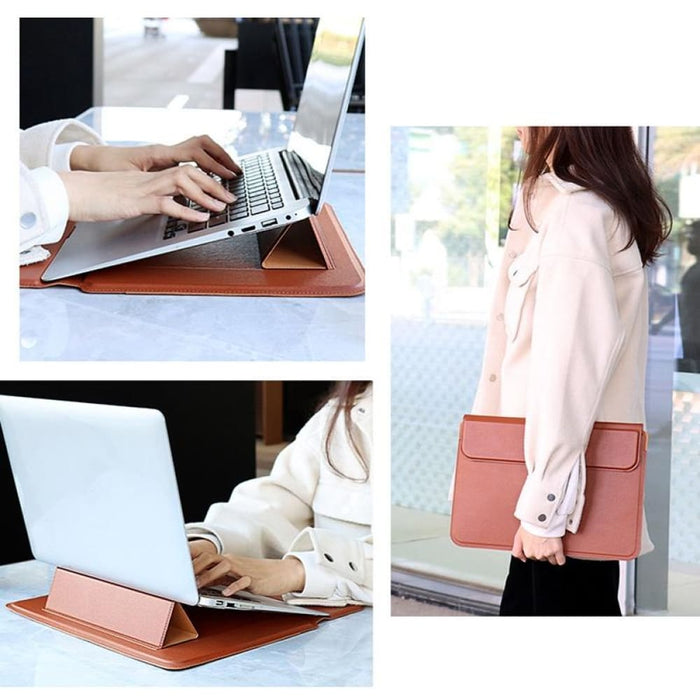 Pu08dz Leather Laptop Liner Bag With Stand Function Size