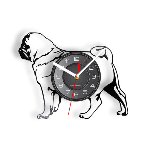 Pug Dog Vinyl Record Wall Clock For Pet Shop Decor