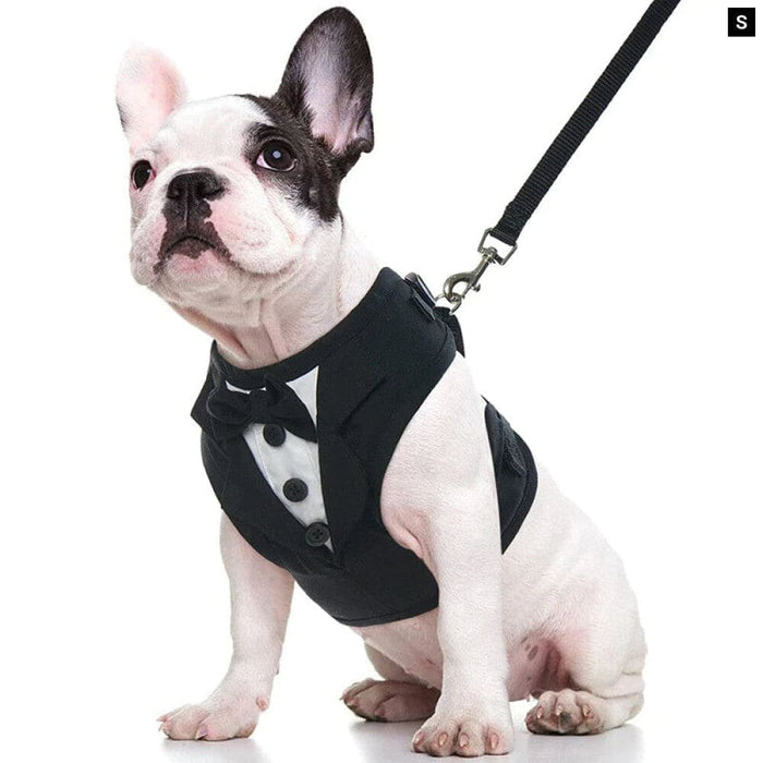 No Pull Tuxedo Dog Harness Set with Leash and Bow Tie Soft