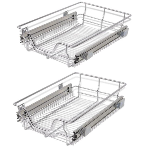Pull-out Wire Baskets 2 Pcs Silver 400 Mm Pbaik