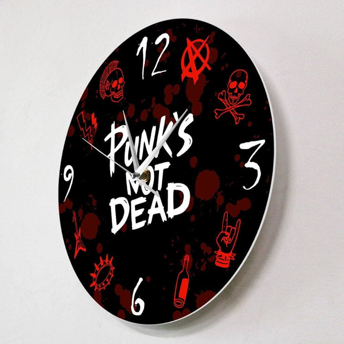 Punk Rock Modern Wall Clock Punk’s not Dead Words