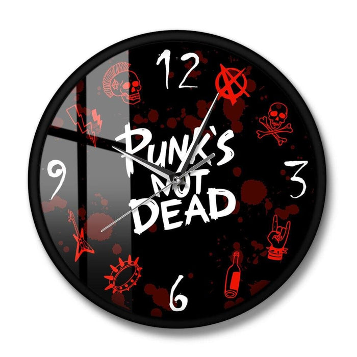 Punk Rock Modern Wall Clock Punk’s not Dead Words