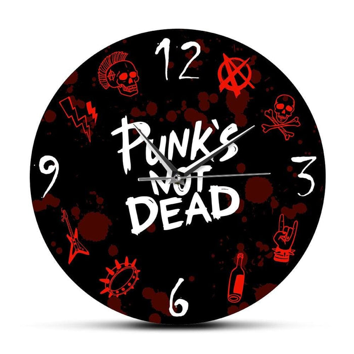 Punk Rock Modern Wall Clock Punk’s not Dead Words