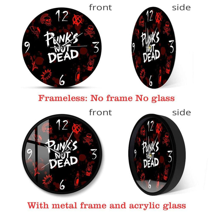 Punk Rock Modern Wall Clock Punk’s not Dead Words