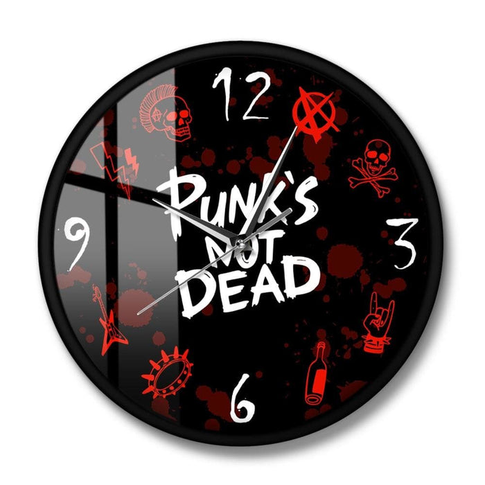 Punk Rock Modern Wall Clock Punk’s not Dead Words