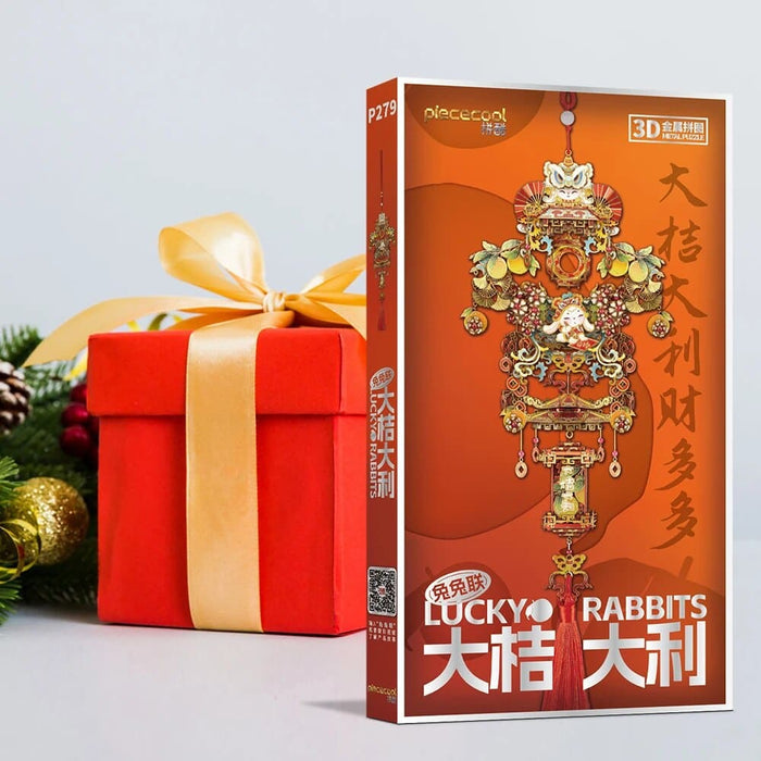 Puzzle 3d Metal Chinese Lucky Rabbits Assembly Model Kits