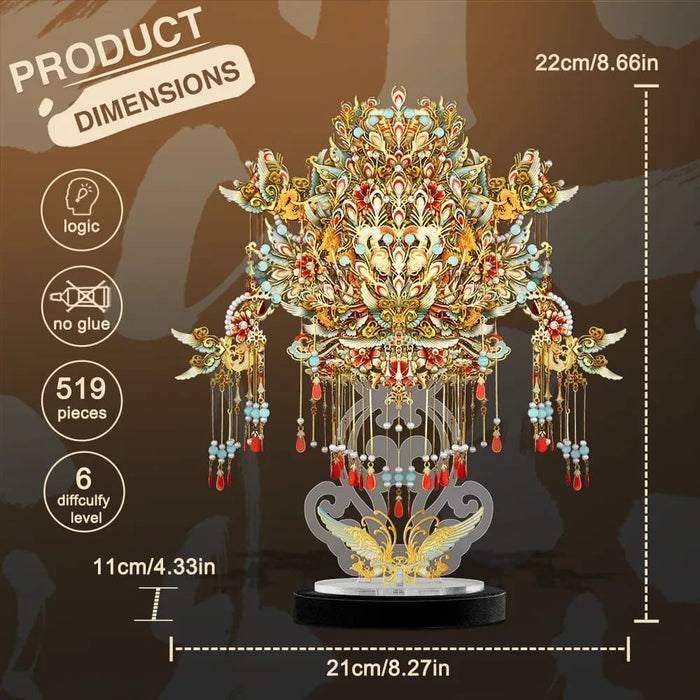 3d Puzzles Nine Dragons And Phoenix Crown Metal Assembly