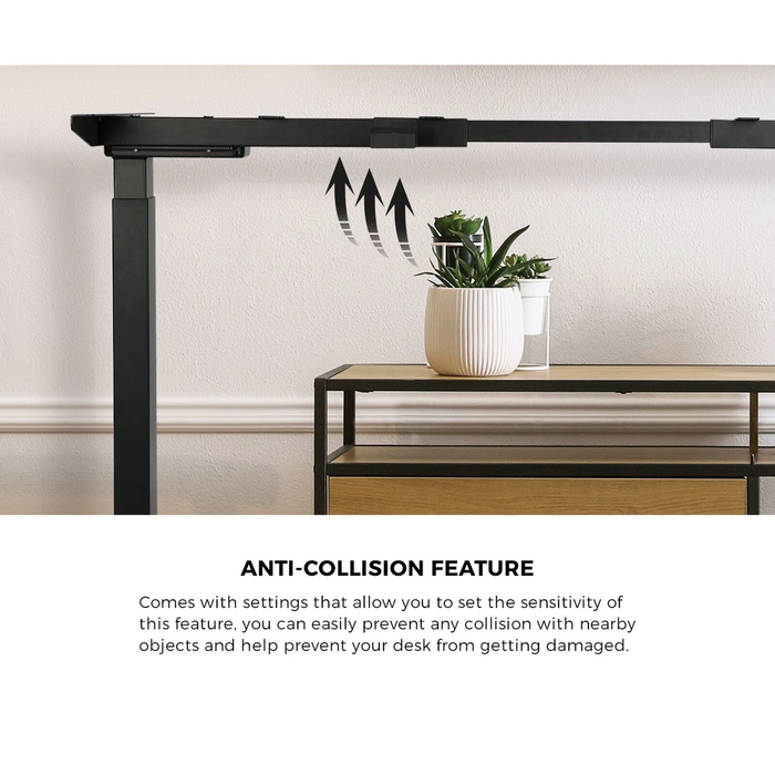 160Cm Electric Standing Desk Dual Motor Drawer Adjustable Oak Black