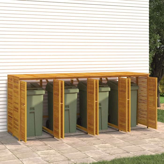 Quadruple Garbage Bin Shed 280x89x117 Cm Solid Wood Acacia