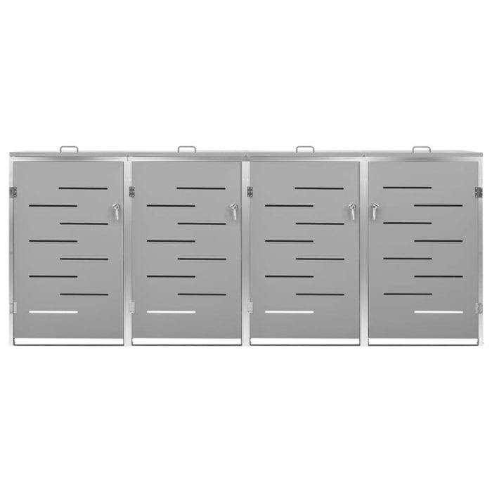 Quadruple Wheelie Bin Shed 276.5x77.5x115.5 Cm Stainless