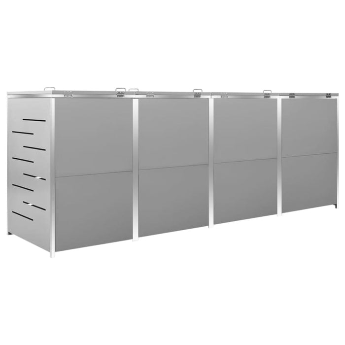Quadruple Wheelie Bin Shed 276.5x77.5x115.5 Cm Stainless