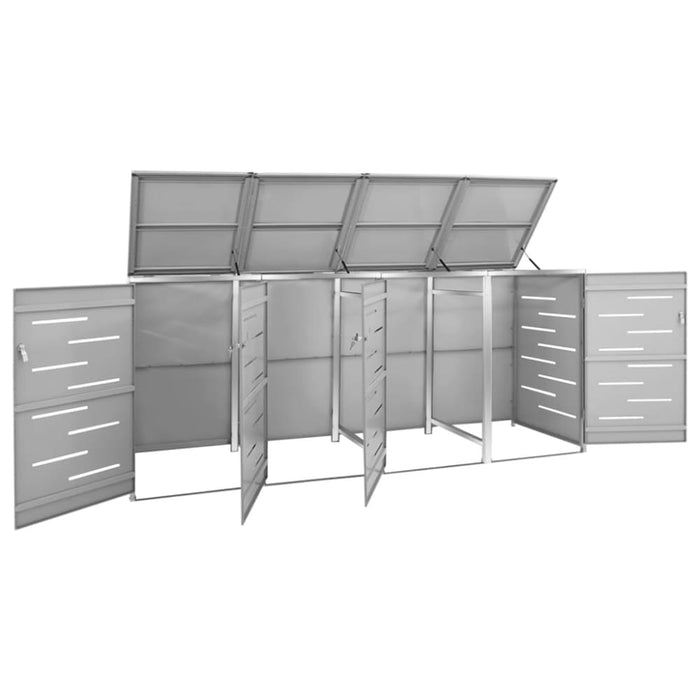 Quadruple Wheelie Bin Shed 276.5x77.5x115.5 Cm Stainless
