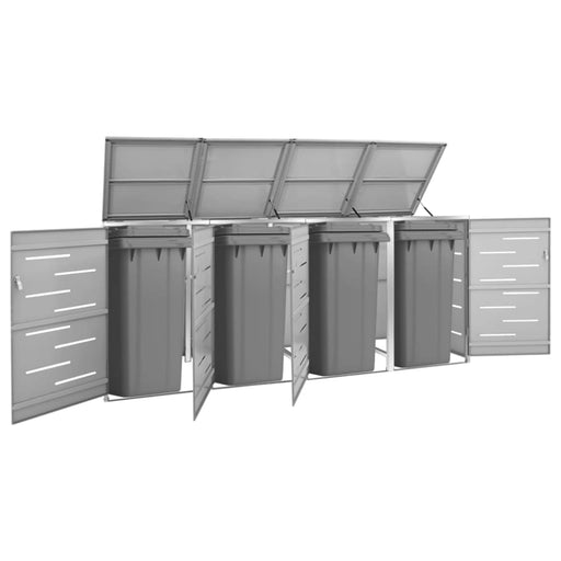 Quadruple Wheelie Bin Shed 276.5x77.5x115.5 Cm Stainless