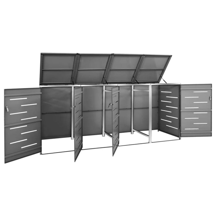 Quadruple Wheelie Bin Shed 276.5x77.5x115.5 Cm Stainless