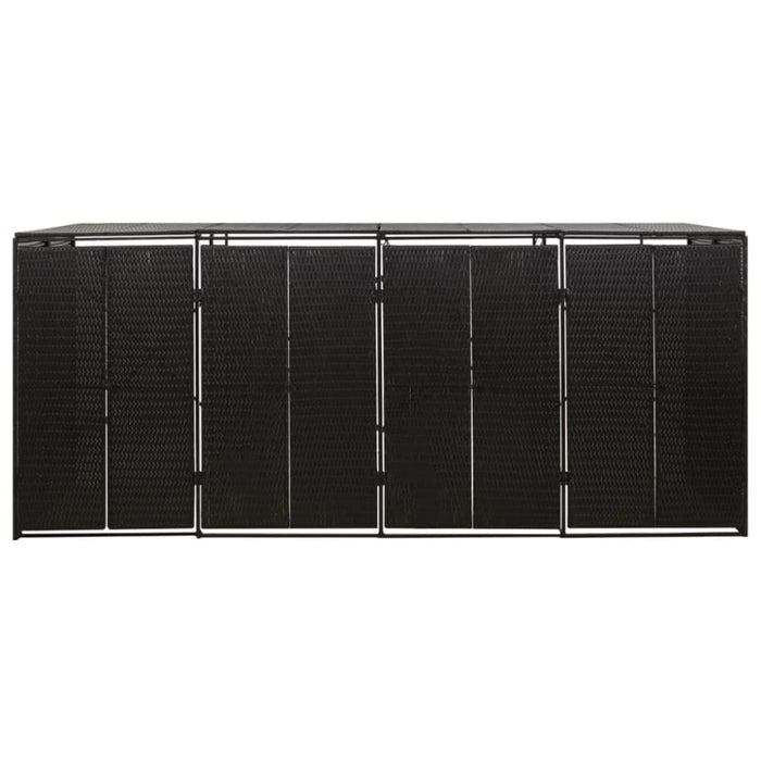 Quadruple Wheelie Bin Shed Black 274x80x117 Cm Poly Rattan