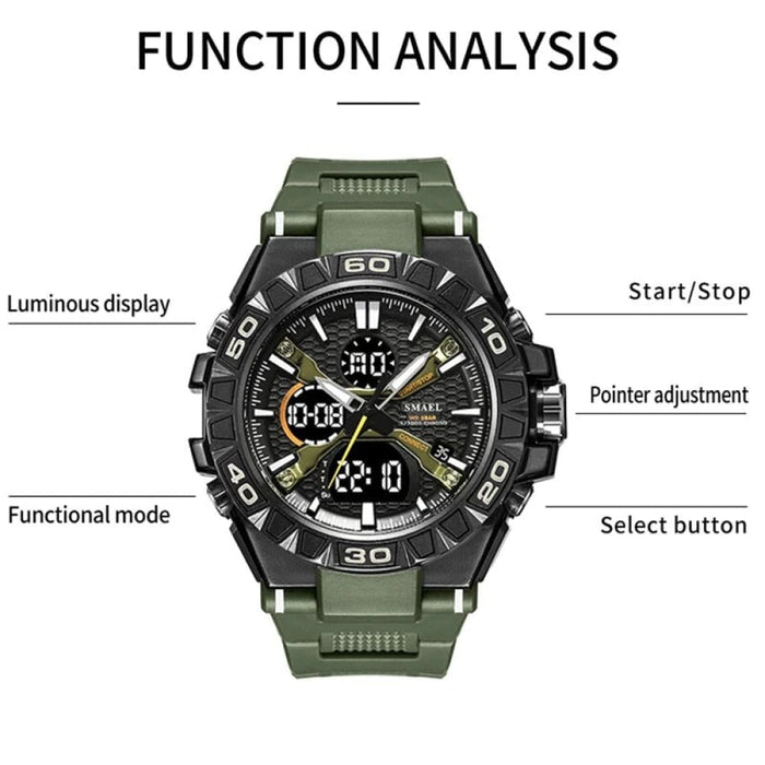 Men Quartz Waterproof 50m Digital Watch Led 8071 Military