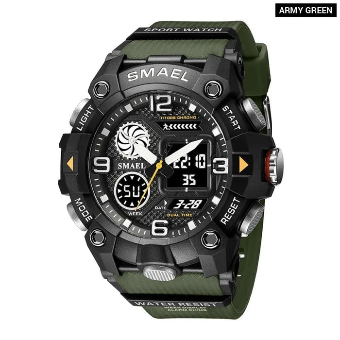 Quartz 50m Waterproof Week Display Led Digital 8055 Men