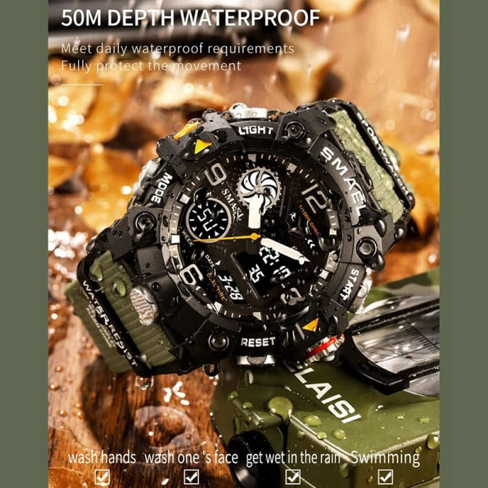 Quartz 50m Waterproof Week Display Led Digital 8055 Men