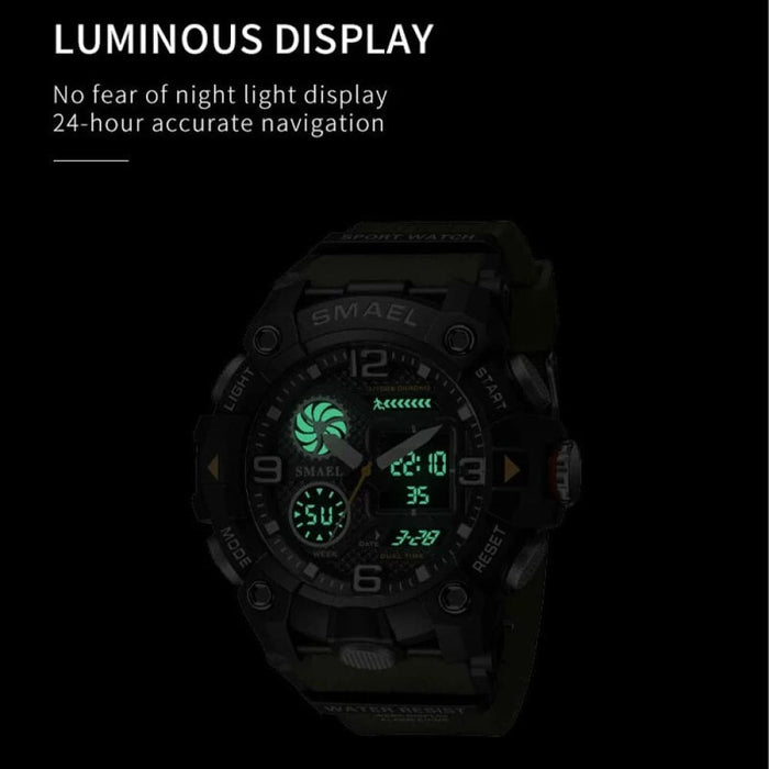 Quartz 50m Waterproof Week Display Led Digital 8055 Men