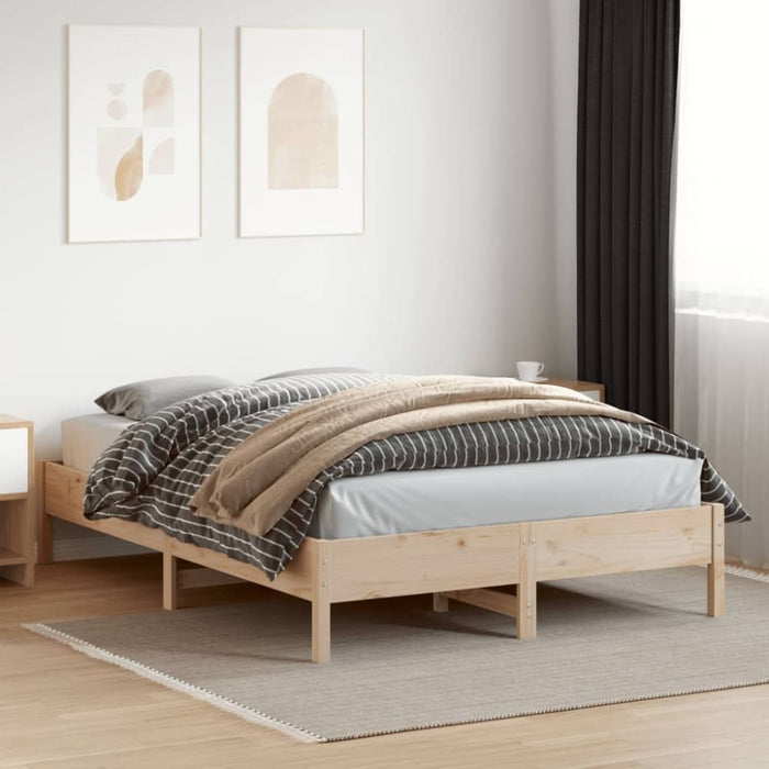 Queen Size Bed Frame 150x200 Cm Solid Wood Pine Naxlka