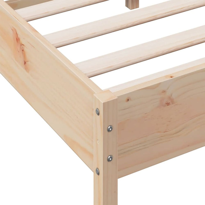 Queen Size Bed Frame with Headboard 150x200 Cm Solid Wood