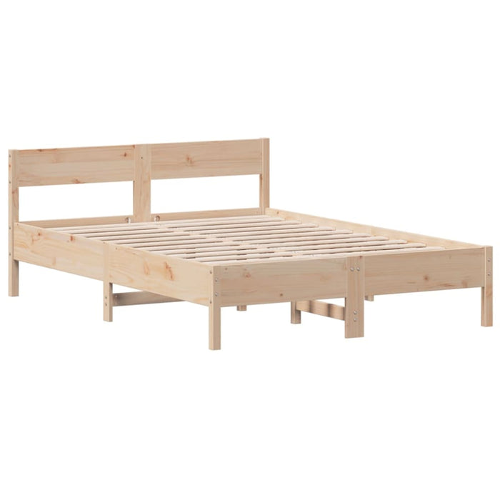 Queen Size Bed Frame with Headboard 150x200 Cm Solid Wood