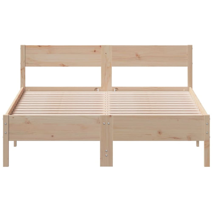 Queen Size Bed Frame with Headboard 150x200 Cm Solid Wood