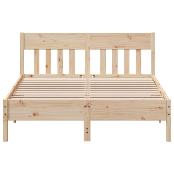Queen Size Bed Frame with Headboard 150x200 Cm Solid Wood