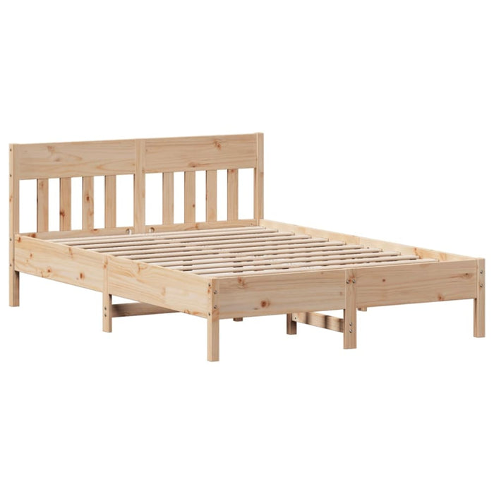 Queen Size Bed Frame with Headboard 150x200 Cm Solid Wood